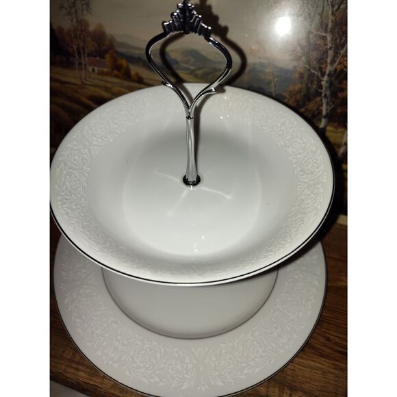 Custom Made 2-Tier Plates Cupcake, Sandwich Stand Tray Vintage Porcelain Carlton - Picture 3 of 6
